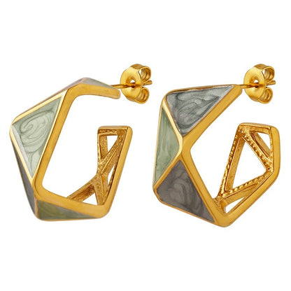 Geometric C-shaped Hoop Earrings