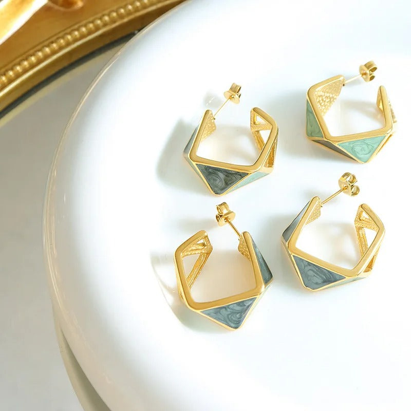 Geometric C-shaped Hoop Earrings