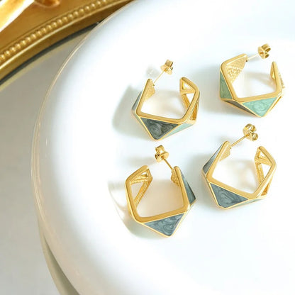Geometric C-shaped Hoop Earrings
