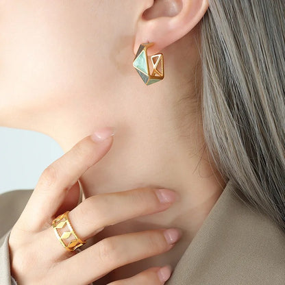 Geometric C-shaped Hoop Earrings