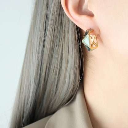 Geometric C-shaped Hoop Earrings